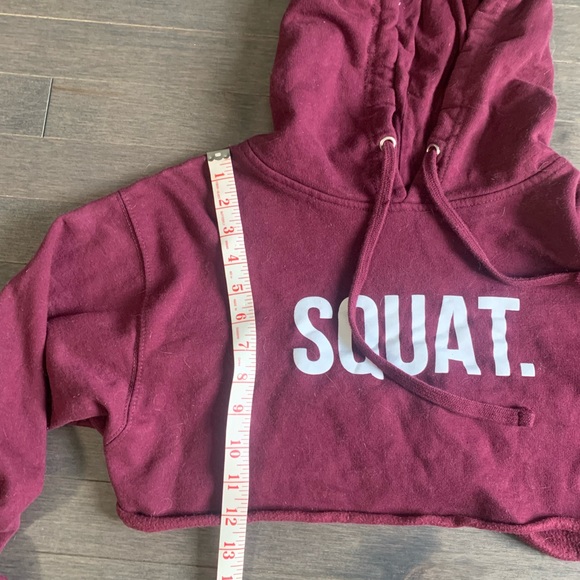 Burgundy Last Set Co Cropped Squat Hoodie Women’s S - Picture 3 of 5